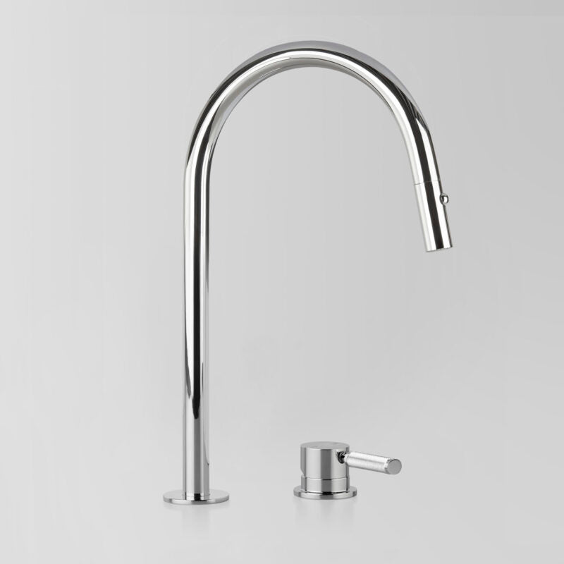 Icon + Lever Knurled Kitchen Set with Pull Out Dual Spray