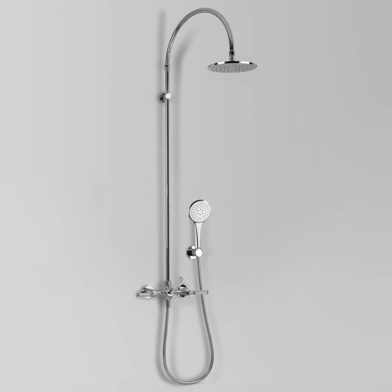 Icon + Lever Knurled Exposed Shower Set with 200mm Rose & Multi-Function Hand Shower