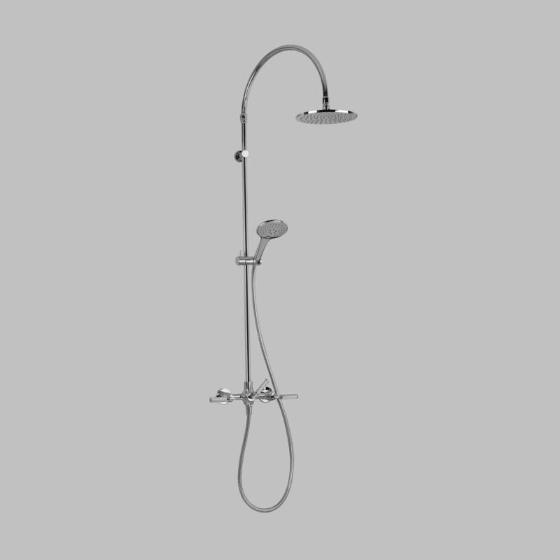 Icon + Lever Knurled Exposed Shower Set with 200mm Rose & MultiFunction Hand Shower V4