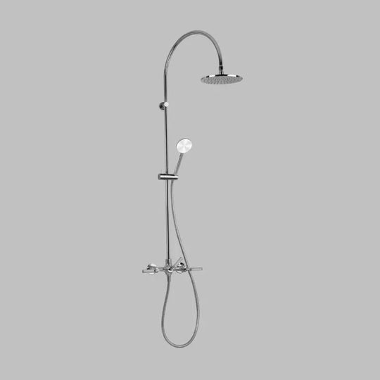 Icon + Lever Knurled Exposed Shower Set with 200mm Rose & Single-Function Hand Shower V4