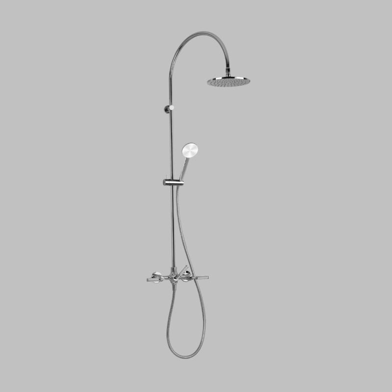 Icon + Lever Knurled Exposed Shower Set with 200mm Rose & Single-Function Hand Shower V4