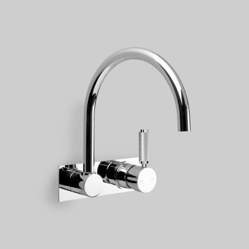 Icon + Lever Knurled Wall Set with 230mm swivel spout on Backplate