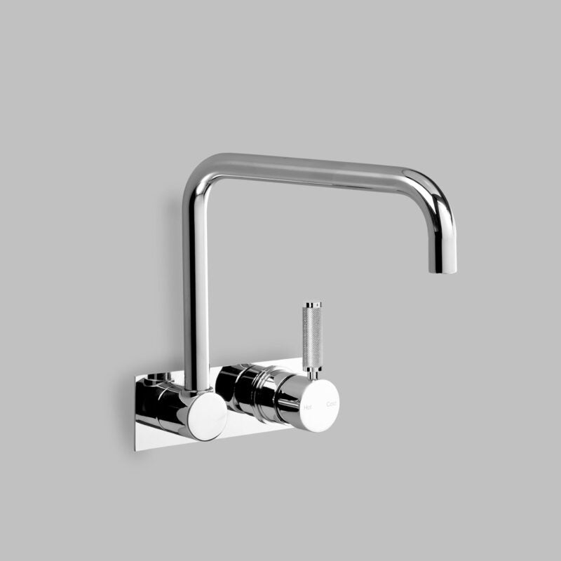 Icon + Lever Knurled Wall Set with 257mm Swivel Spout on Backplate