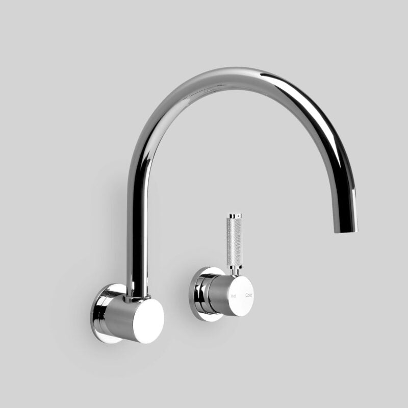 Icon + Lever Knurled Wall Set with 230mm swivel spout