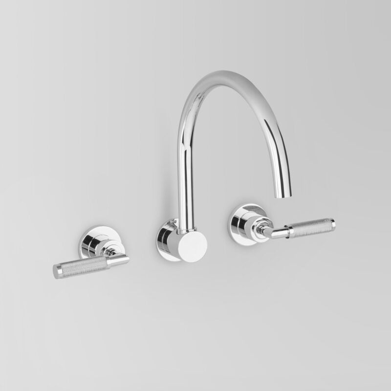 Icon + Lever Knurled Wall Set with 230mm swivel spout 48