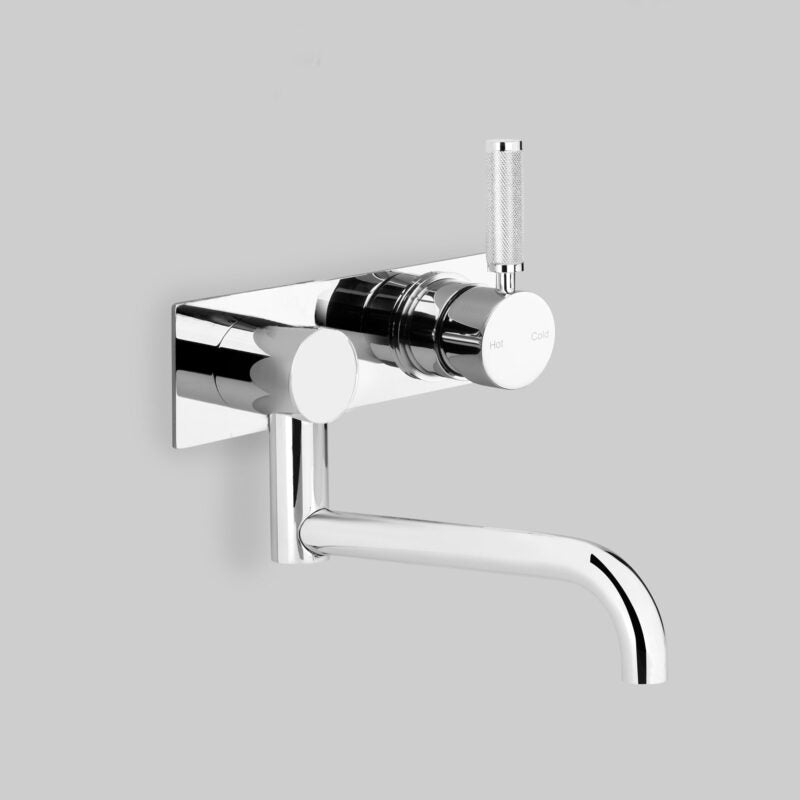 Icon + Lever Knurled Wall Set with 200mm swivel spout on Backplate