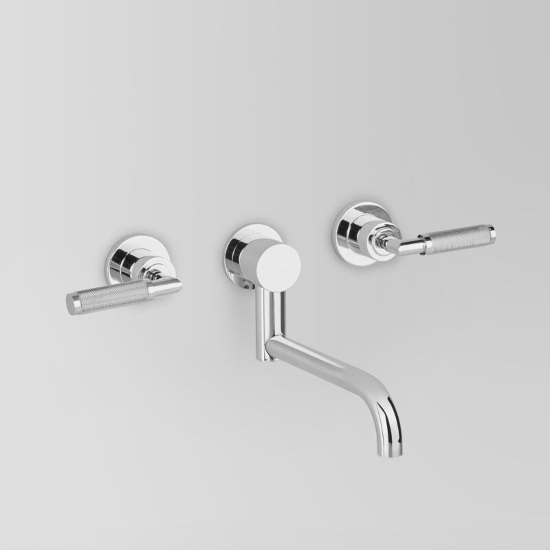 Icon + Lever Knurled Wall Set with 200mm swivel spout