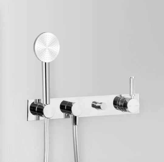 Icon + Lever Knurled Wall Set with Single-Function Hand Shower & Mixer
