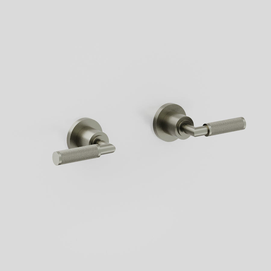 Icon + Lever Knurled Wall Tap Set