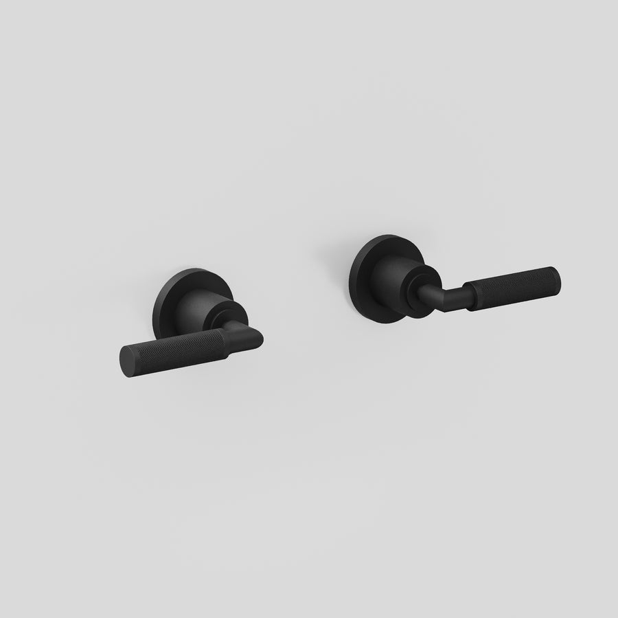 Icon + Lever Knurled Wall Tap Set