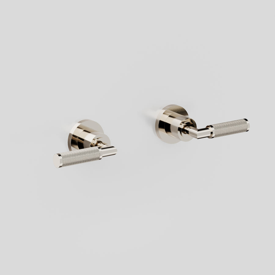 Icon + Lever Knurled Wall Tap Set