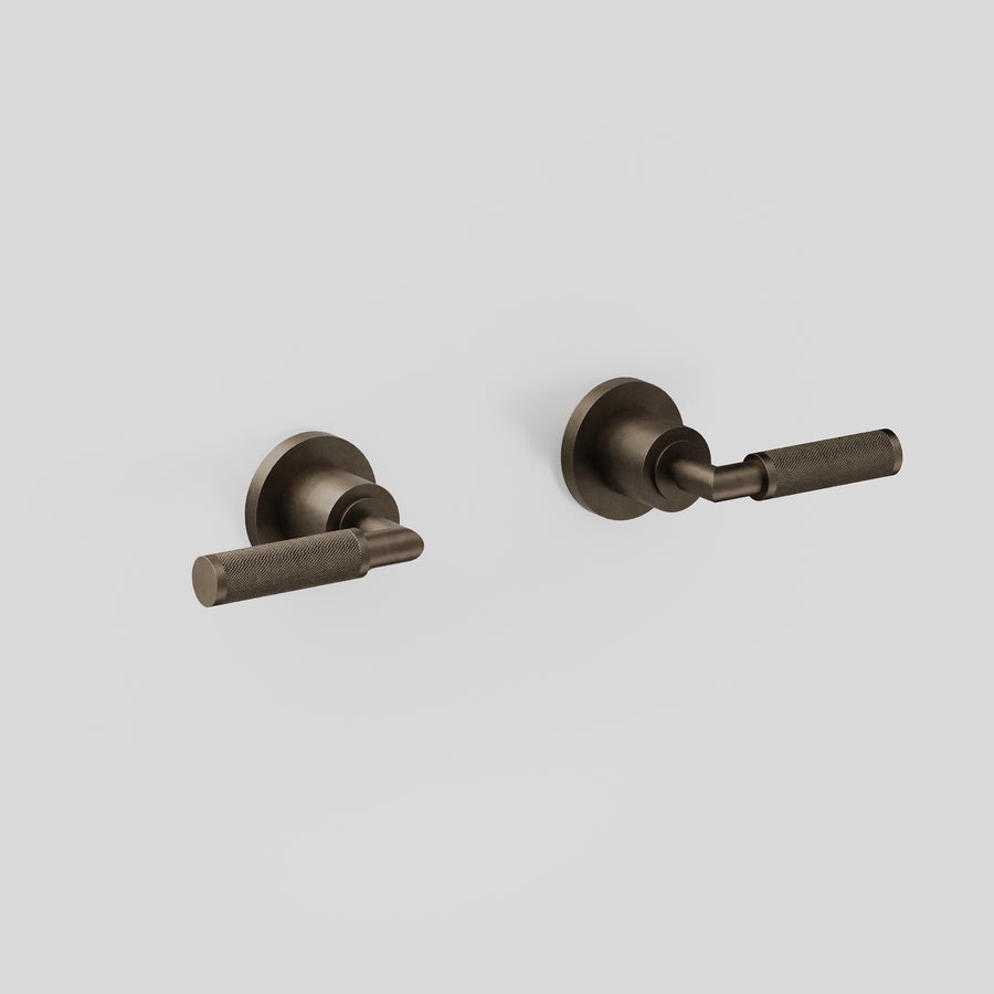 Icon + Lever Knurled Wall Tap Set