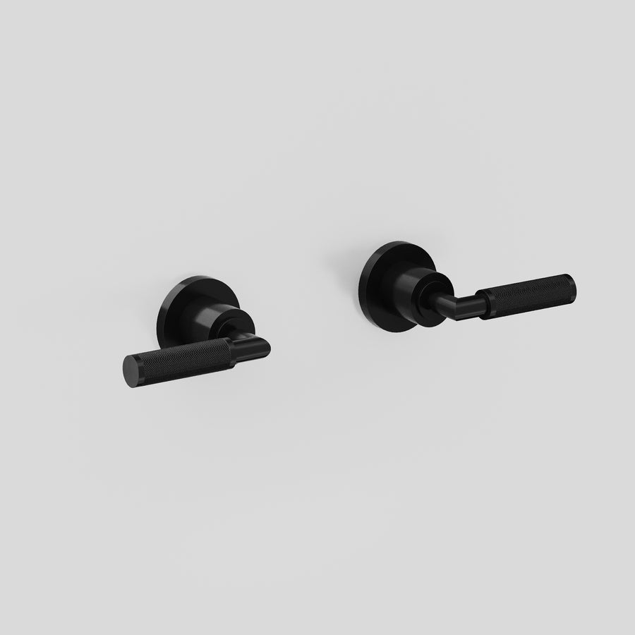 Icon + Lever Knurled Wall Tap Set