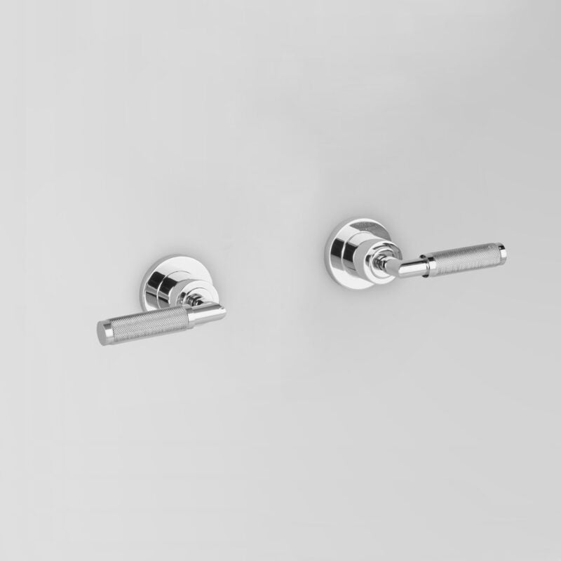 Icon + Lever Knurled Wall Tap Set