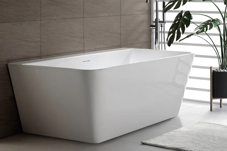 Aria Back-To-Wall Freestanding Bath with Integrated Overflow