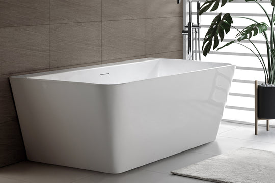 Aria Back-To-Wall Freestanding Bath with Integrated Overflow