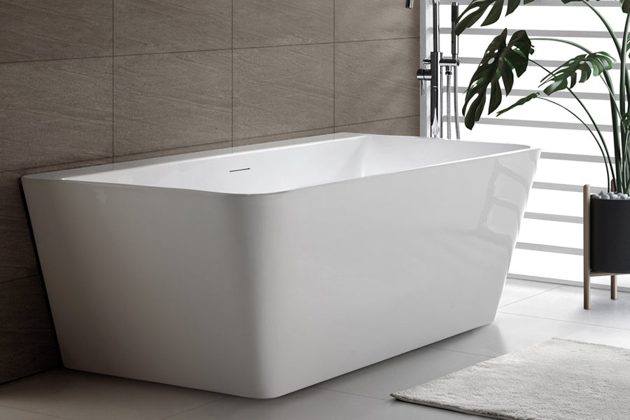 Aria Back-To-Wall Freestanding Bath with Integrated Overflow