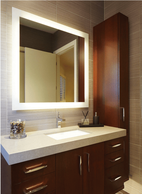 Backlit Rectangular Borderless Mirror with Demister