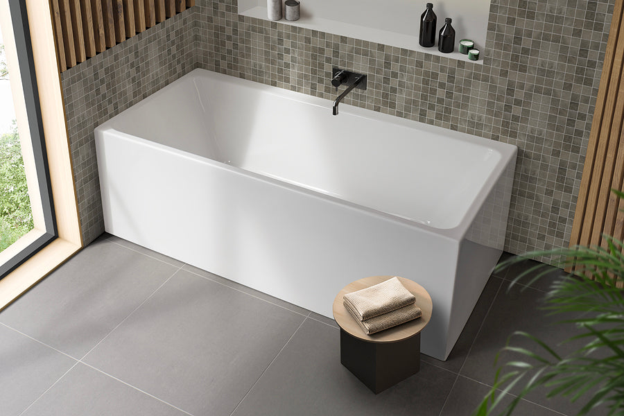 Bianco Back To Wall Corner Freestanding Bath