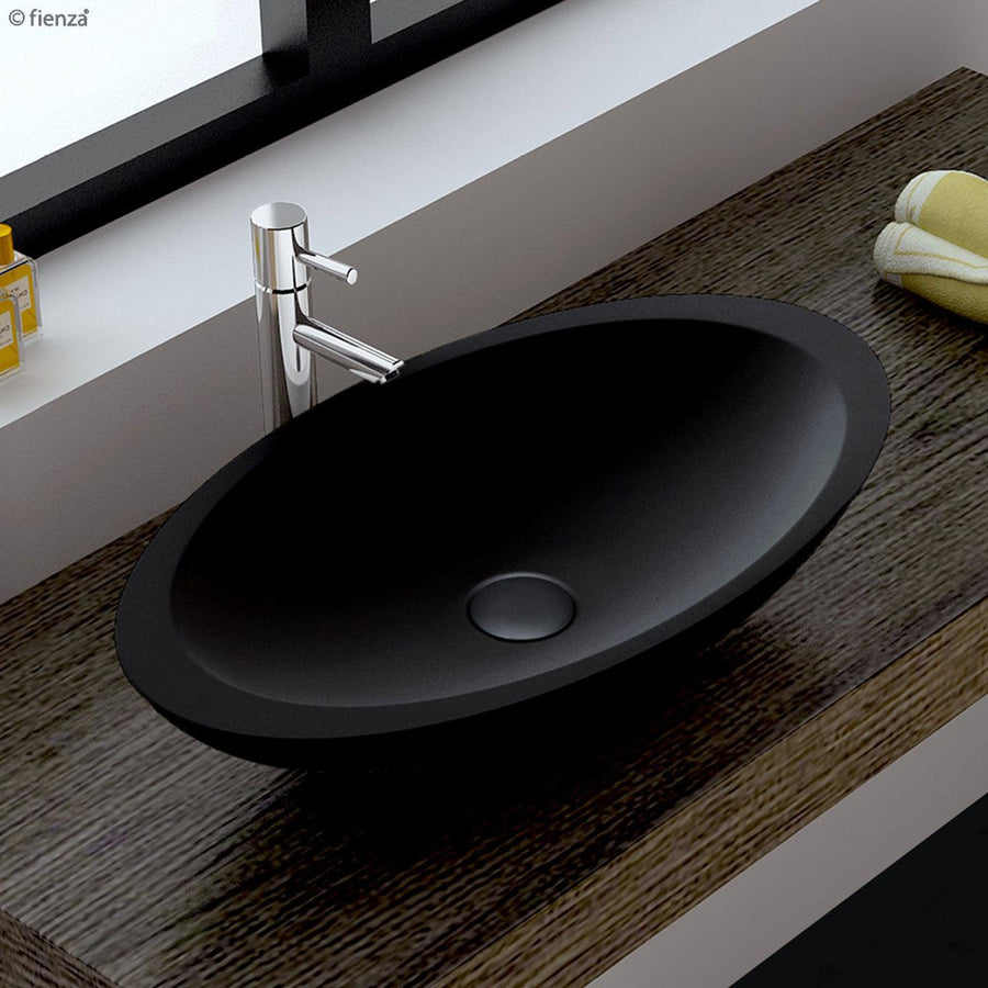 Bahama Matte Black Cast Stone Above Counter Basin