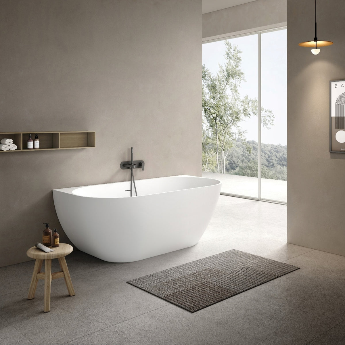 Bianca Back To Wall Stone Bath