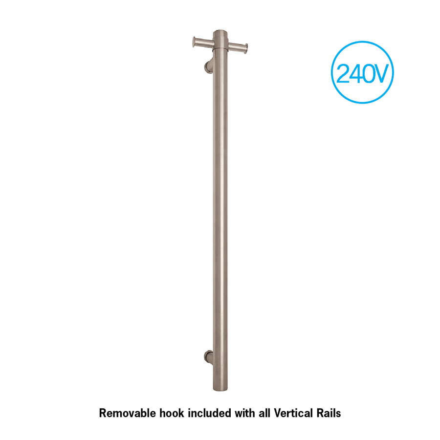 Straight/Round Heated Vertical Towel Bar with Optional Hook