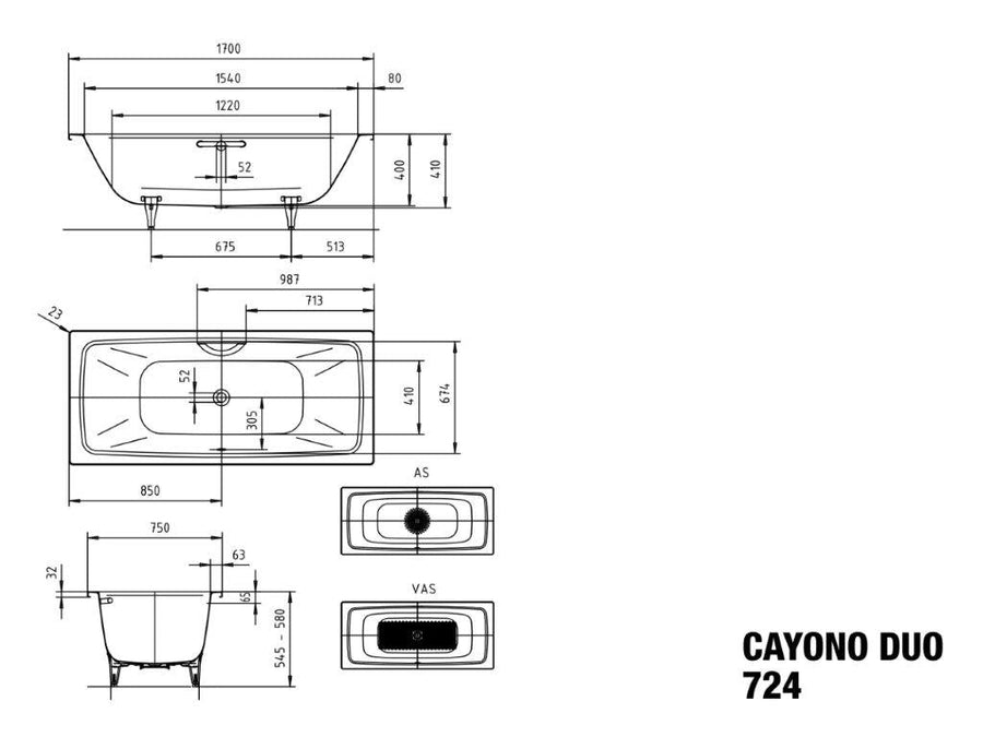 Cayono Duo Built in Bathtub
