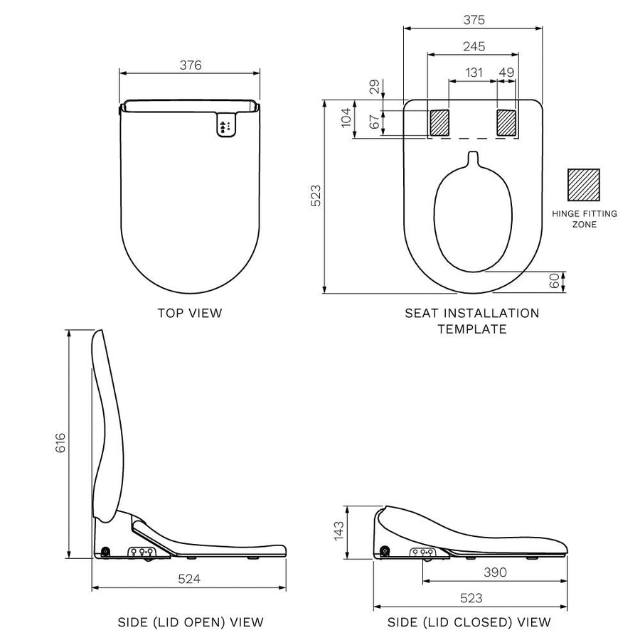 Aqua Intelligent Bidet Seat (Side Inlet)