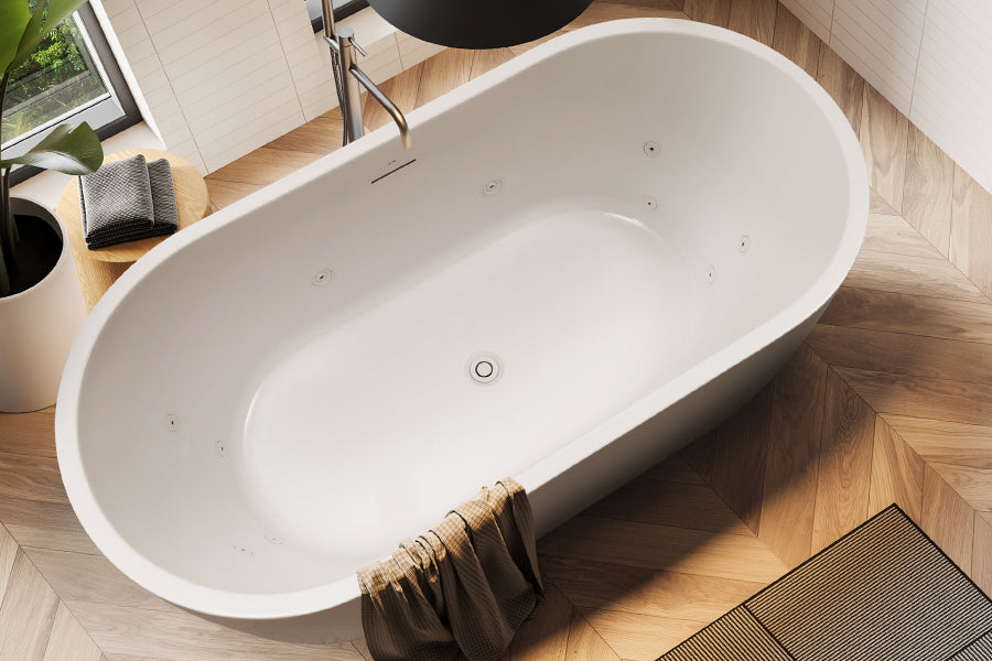 Elisi 12 Jet Freestanding Spa Bath with Integrated Overflow