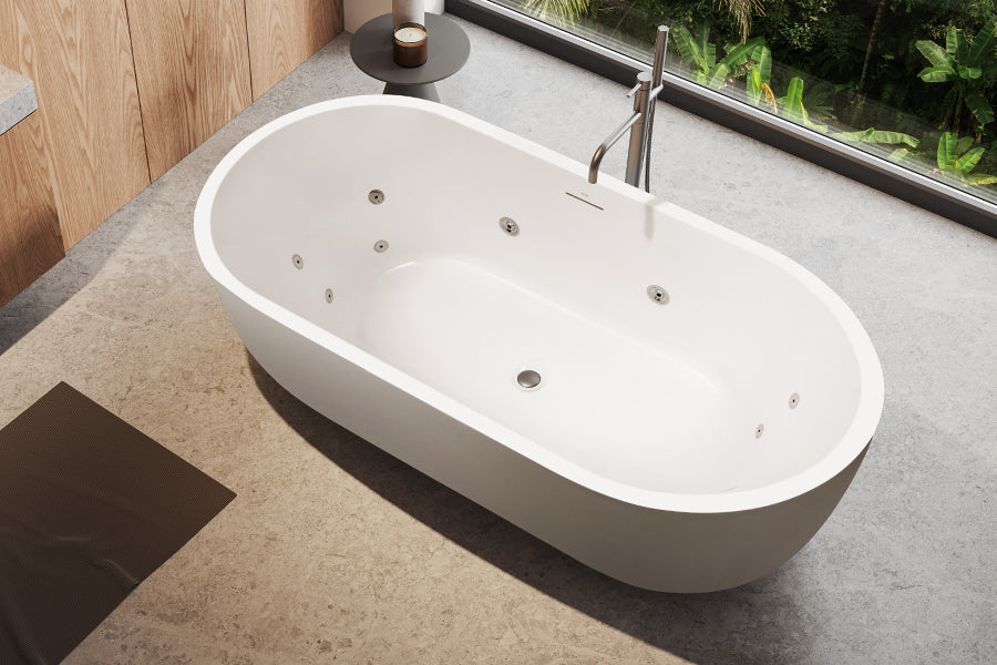 Elisi 12 Jet Freestanding Spa Bath with Integrated Overflow