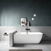 Eleni Back To Wall Stone Bath - Left