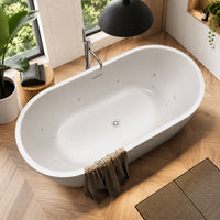 Elisi 12 Jet Freestanding Spa Bath with Integrated Overflow
