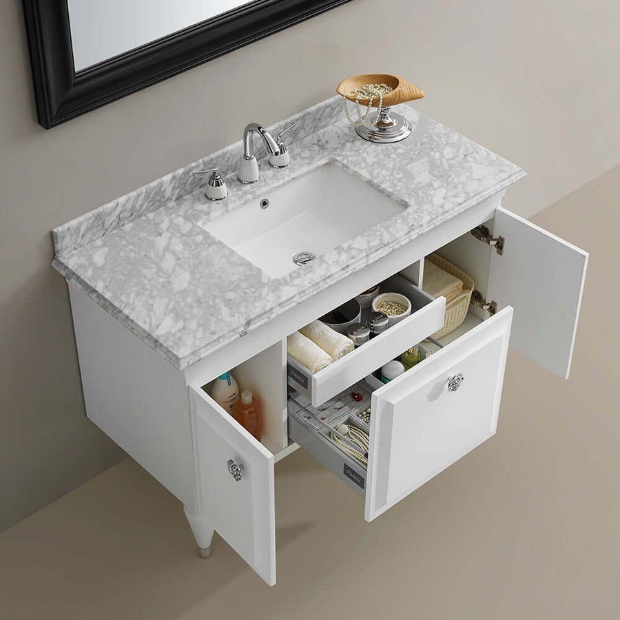 Glamour Silk 1200 Floor Cabinet with Marble Top 3 Tap Hole