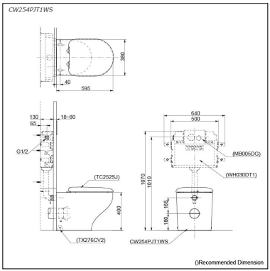 Hayon Wall Faced Toilet with S2 Washlet