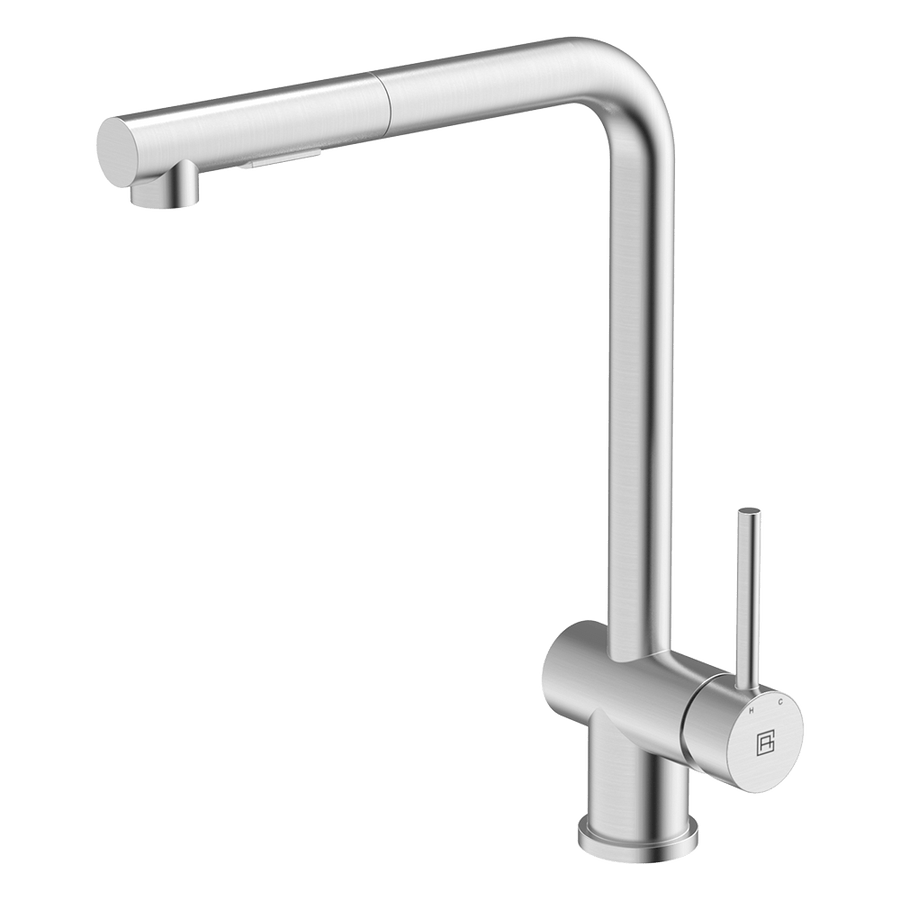 304 Square Neck Dual Spray Pull Out Kitchen Mixer
