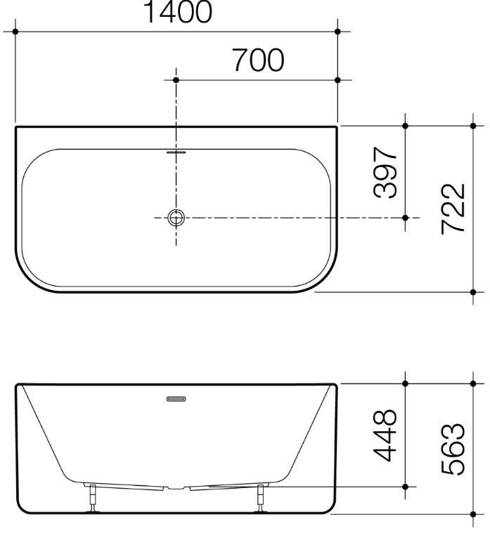 Luna Back To Wall Freestanding Bathtub