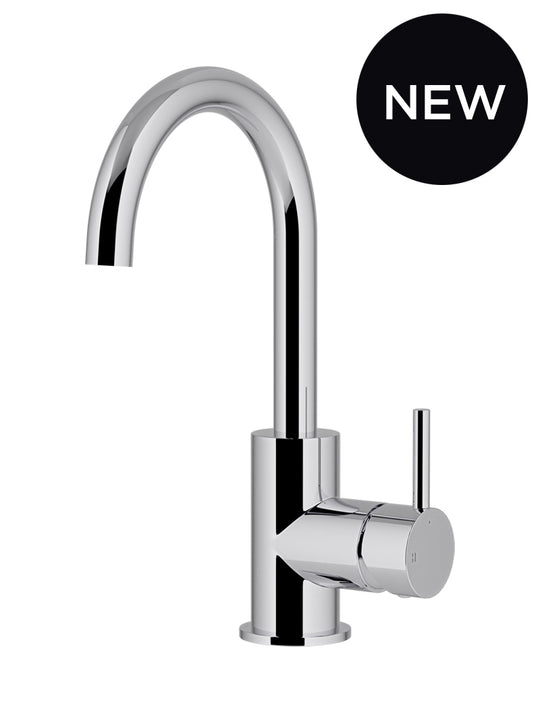 Round Gooseneck Basin Mixer with Cold Start