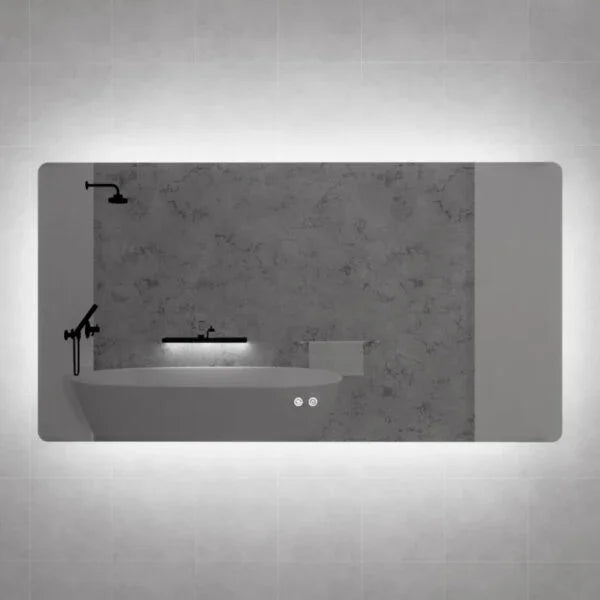 S5 Three Color Lights Backlit Rectangle Square LED Mirror, with Defogging Function, Easy Hook
