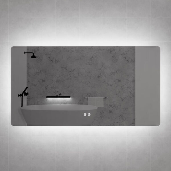 S5 Three Color Lights Backlit Rectangle Square LED Mirror, with Defogging Function, Easy Hook
