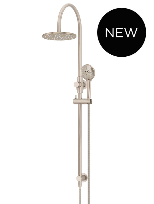 Round Gooseneck Shower Set with 200mm Rose, Three Function Hand Shower