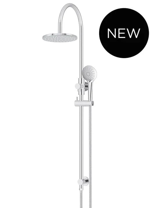 Round Gooseneck Shower Set with 200mm Rose, Three Function Hand Shower