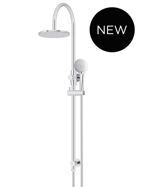 Round Gooseneck Shower Set with 200mm Rose, Three Function Hand Shower