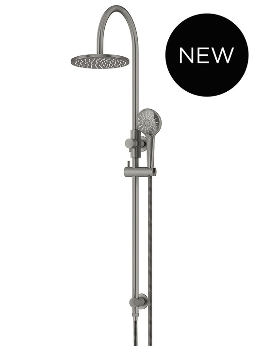 Round Gooseneck Shower Set with 200mm Rose, Three Function Hand Shower
