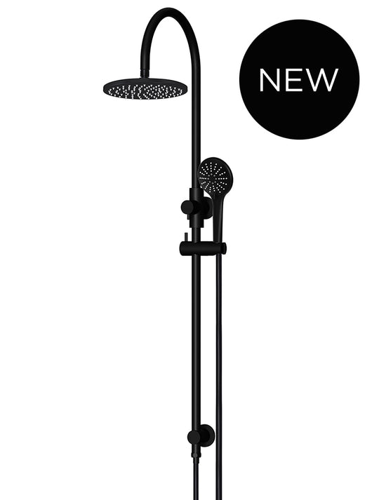 Round Gooseneck Shower Set with 200mm Rose, Three Function Hand Shower