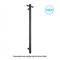 Straight/Round Heated Vertical Towel Bar with Optional Hook