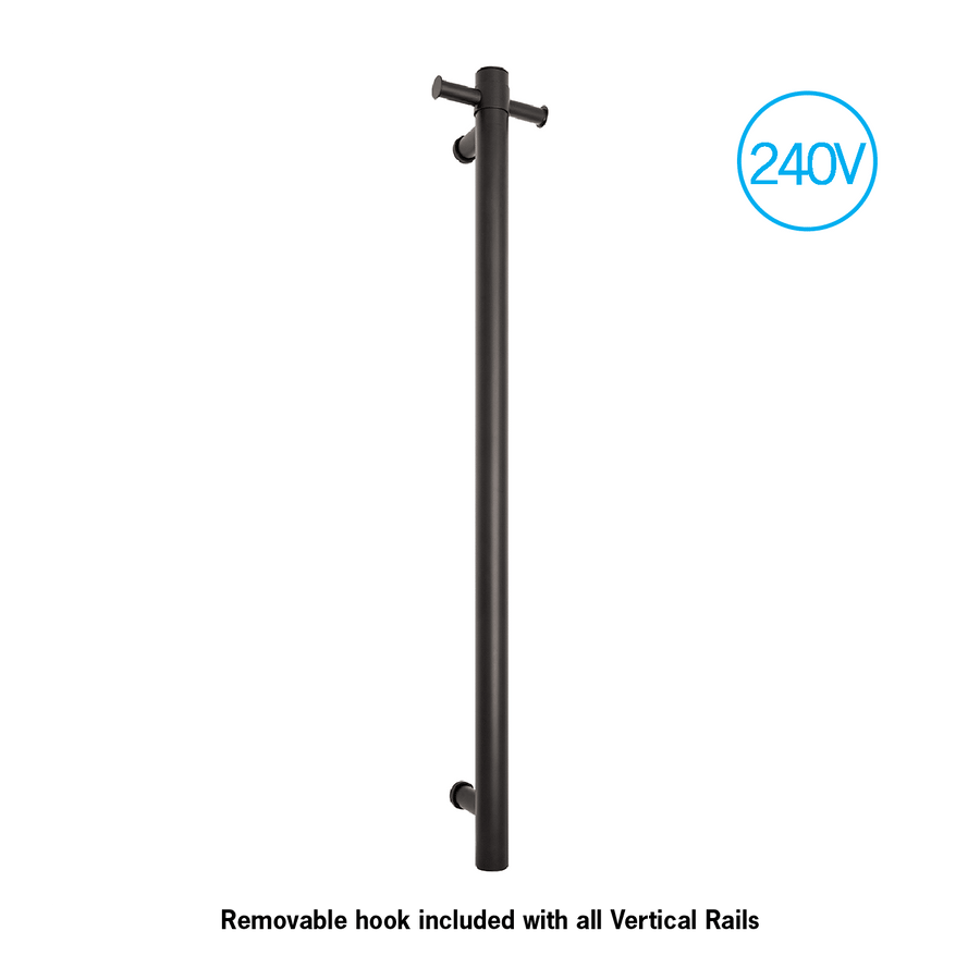 Straight/Round Heated Vertical Towel Bar with Optional Hook