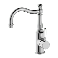 York Basin Mixer Hook Spout With White Porcelain Lever