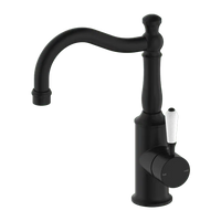 York Basin Mixer Hook Spout With White Porcelain Lever