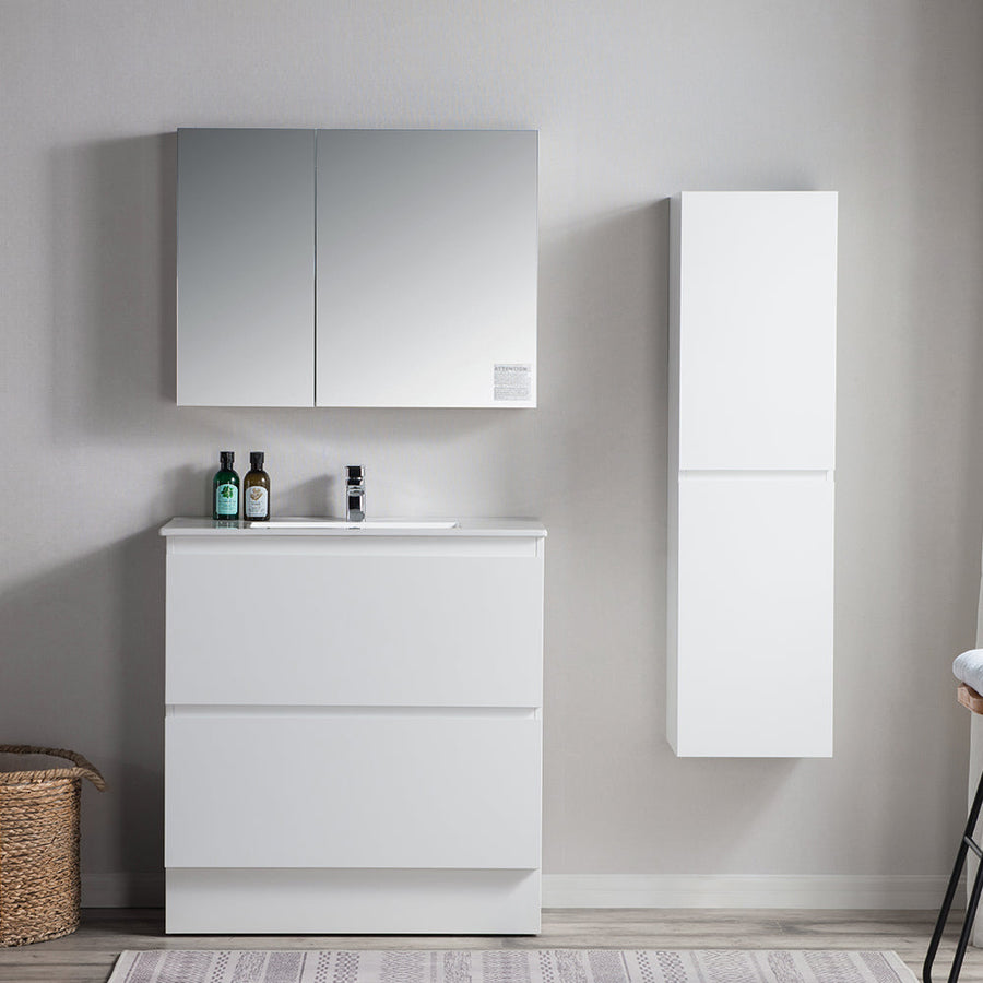 Pure Bianco Slim 800 Floor Cabinet 2 Drawer with Ceramic Top