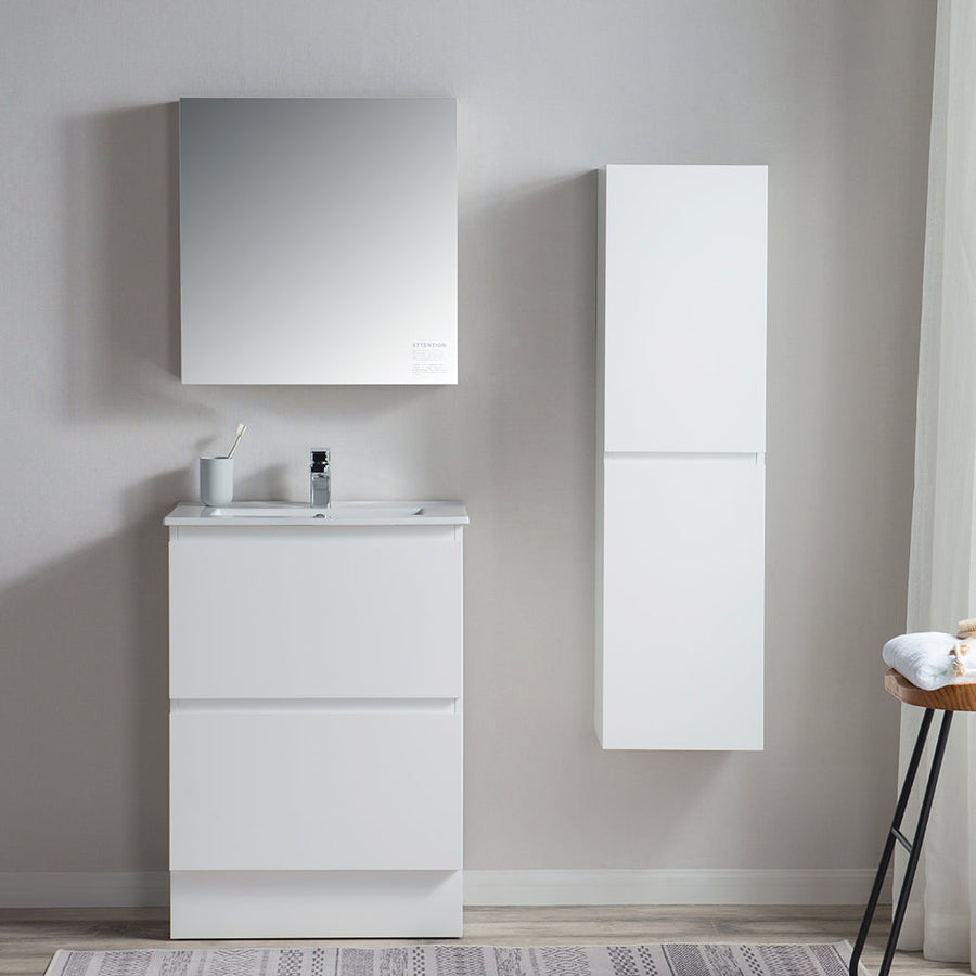 Pure Bianco Slim 600 Floor Cabinet 2 Drawer with Ceramic Top